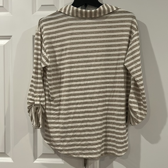 Splendid Button Down Shirt Metallic Stripes - Picture 3 of 5